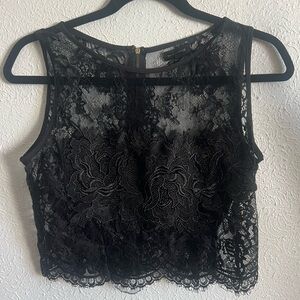 Elegant Black Lace Sleeveless Crop Top